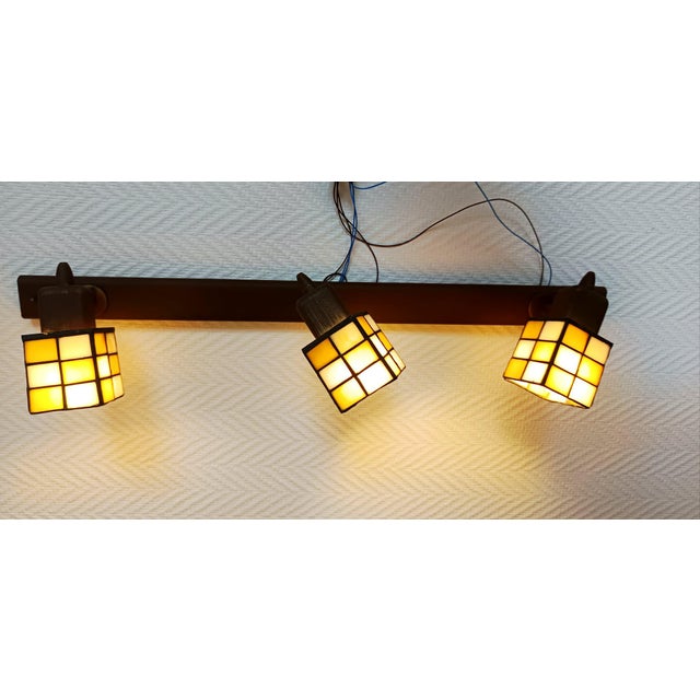 Art Deco Tiffany-Style Trio Ceiling Light, 1980s For Sale - Image 3 of 11