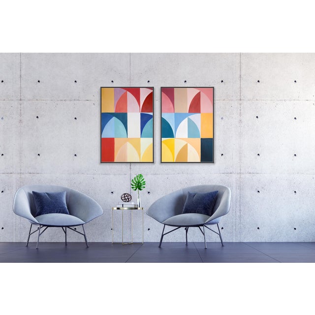 In Parallel Parasols, Natalia Roman presents a Bauhaus-inspired diptych where geometric abstraction and primary tonal...