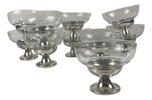 Vintage Dessert Cups in Glass and Metal, 1960s, Set of 10