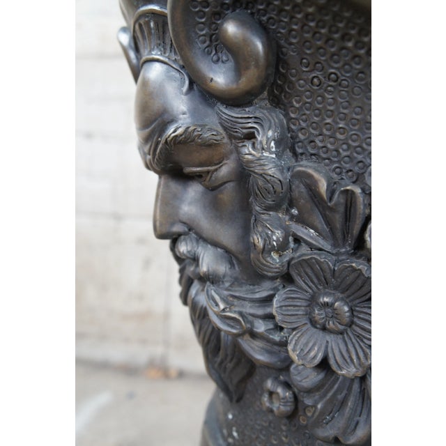 Mid 20th Century Lost Wax Cast Bronze Figural Zeus Urn Sculpture Planter Jardinière Pot For Sale - Image 6 of 11