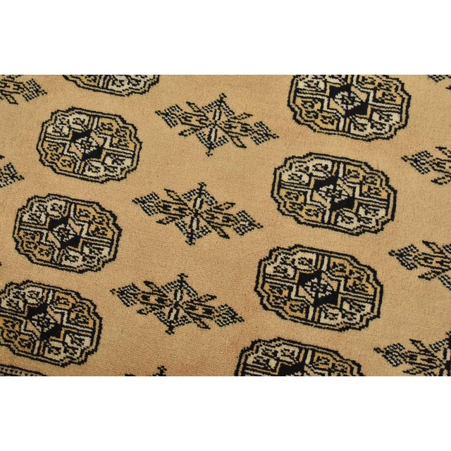 Bokhara Rug 6’3” X 9’2” Beige Wool Tribal Hand-Knotted Oriental Carpet For Sale - Image 4 of 12