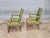 Green Late 20th Century Pair of Alma Mahogany Armchairs Green Leather Fabric Made in North Carolina For Sale - Image 8 of 11