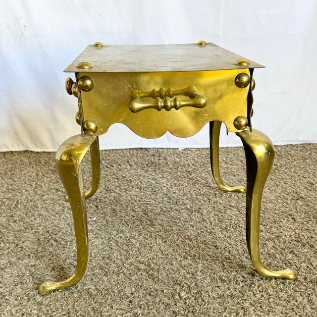 Antique Brass Fire Place Kettle Trivet/Side Table For Sale In Miami - Image 6 of 8