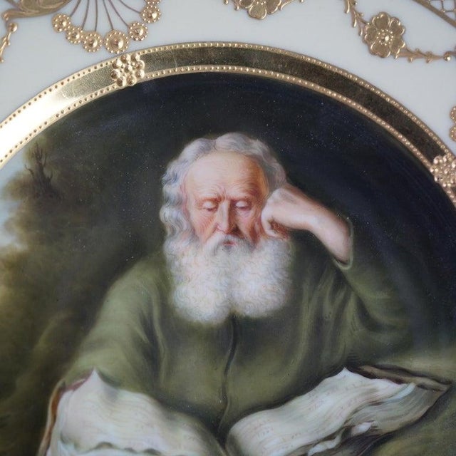 Antique Royal Vienna Fraurueth Porcelain Portrait Plate with Gilt Border "Einseidler v. Koninch" C1890 Measures - 1"h x...