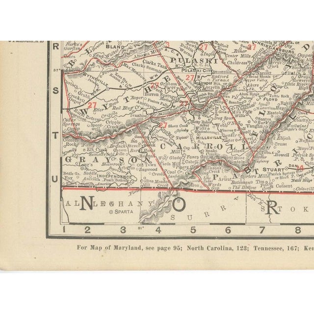 Black Antique Map of Virginia The Dominion by Ran McNally, 1899 For Sale - Image 8 of 12