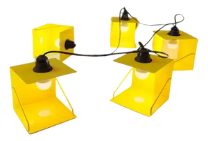 Industrial Yellow Metal Modular 5-Light Table Lamp, Italy, 1980s