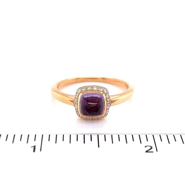 Amethyst Mid 20th Century Fred of Paris Paindesure Amethyst & Diamond 18k Rose Gold Ring - Size 8 For Sale - Image 8 of 8