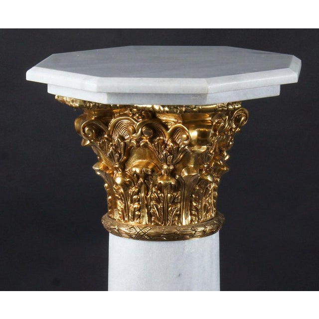 Stone 20th Century White Marble & Ormolu Mounted Pedestals, Set of 2 For Sale - Image 7 of 14