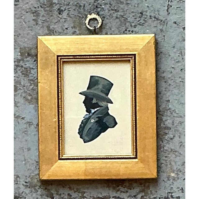 Wood Vintage Silhouette Portrait in Gilt Frame For Sale - Image 7 of 12