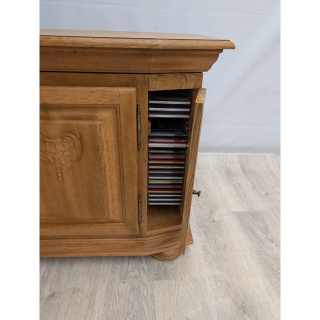Brown TV Cabinet with Movable Top in Oak Wood For Sale - Image 8 of 18