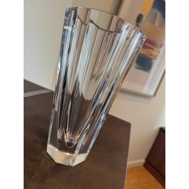 Large Orrefors Architectural Style Crystal Vase For Sale - Image 4 of 11