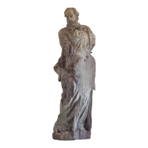 17th Century Italian Carved Life Size Wooden Santo