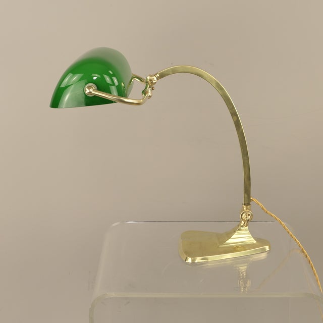 Metal Art Nouveau Adjustable Brass Bankers Lamp, Germany, 1930s For Sale - Image 7 of 16