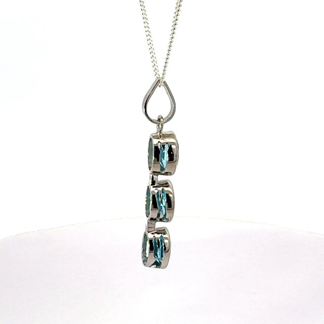 Classic 925 Silver December Birthstone Pendant With 8x6mm Three Stone For Sale - Image 9 of 15