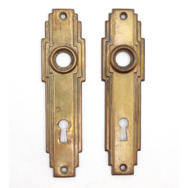 Vintage Art Deco Black Glass Passage Door Knob Set For Sale - Image 4 of 7