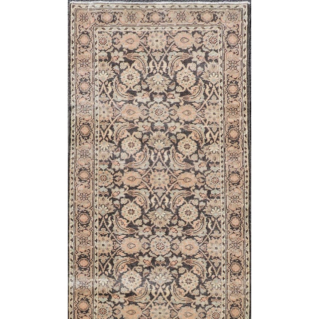 Antique Persian Tabriz Runner With Ornate Floral Design in Earthy Tones For Sale - Image 4 of 12