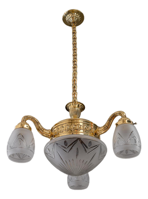 Chandelier with Cut Glass Shades, Vienna, Austria, 1890s