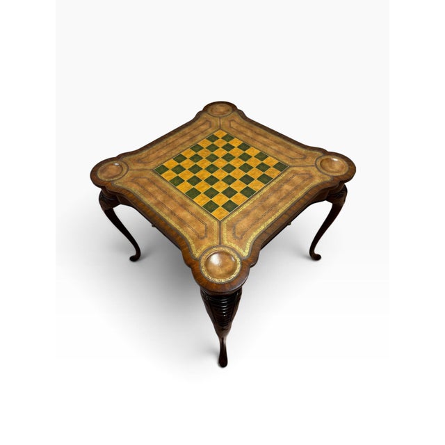 Maitland - Smith Late 20th Century Maitland-Smith Hollywood Regency 5-Piece Game Table & Carved Shell-Back Chairs Set For Sale - Image 4 of 12