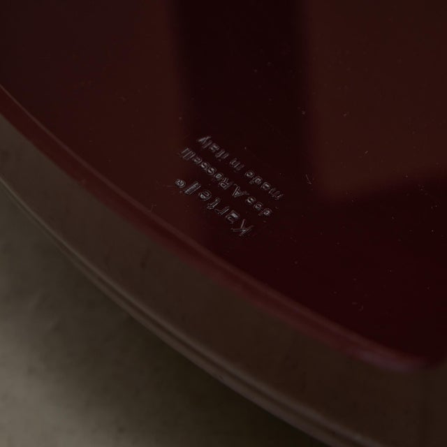 Round Bar & Serving Cart in Burgundy by Alberto Rosselli for Kartell, 1970s For Sale - Image 6 of 10