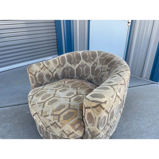 1960s Mid-Century Style Geometric Swivel Lounge Chairs - Set of 2 For Sale - Image 11 of 13