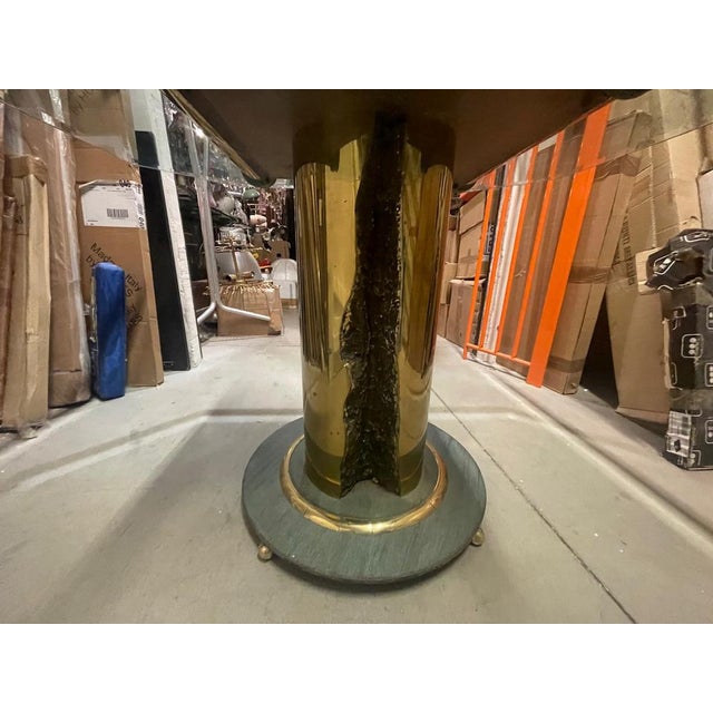 Forest Green Mid-Century Italian Crystal Brass Dining Table, 1970s For Sale - Image 8 of 18