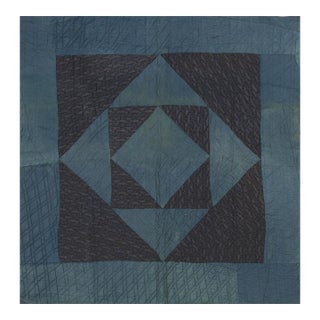 1890s Antique Quilt America Multicolor Square Geometric Textiles Rug For Sale