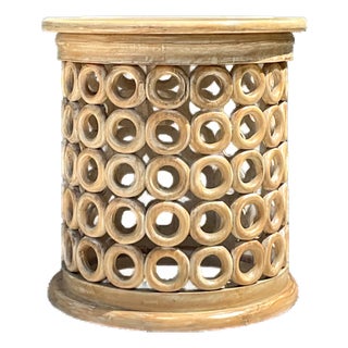 Vintage Openwork Wood Side Table For Sale