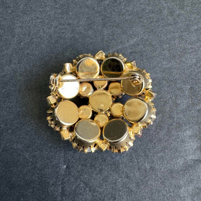 Vintage Aurora Borealis Rhinestone Brooch Ab Crystal Pin Attributed to Weiss For Sale - Image 6 of 8