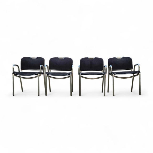 Black Upholstery Castiglietta Dining Chairs by Castiglioni for Zanotta, Italy, 1960s, Set of 4 For Sale - Image 3 of 18