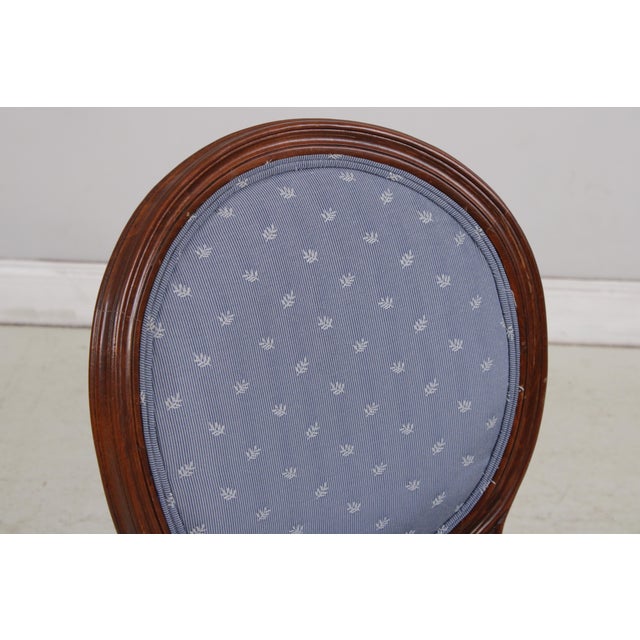 Wood Set of 12 French Louis XVI Mahogany Medallion Back Dining Chairs For Sale - Image 7 of 16
