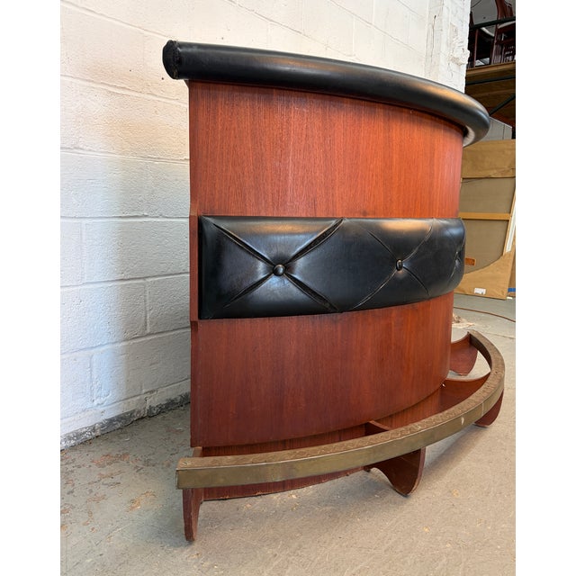 Mid 20th Century Modern Tufted Vinyl and Brass Dry Bar For Sale - Image 4 of 15
