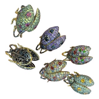 Bochic Multi Color Natural Sapphire and Mix Gem Candy "Beetle" Brooch or Pendent For Sale