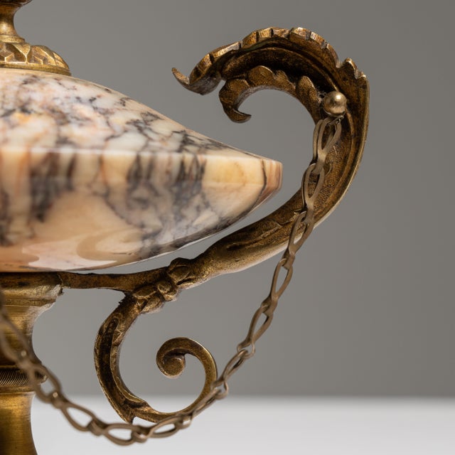 19th Century Pair of 19th Century French Rose Louis XVI Marble & Brass Cassolettes For Sale - Image 5 of 15