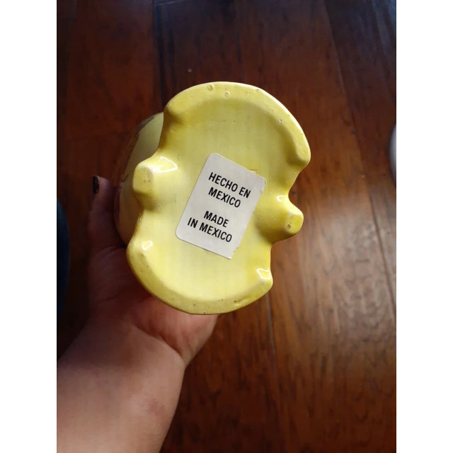 1980s 1980s Yellow Floral Majolica Vase Made in Mexico For Sale - Image 5 of 10