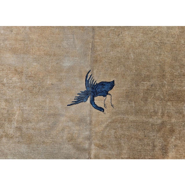 Antique Chinese Peking Rug, Hand-Knotted Wool Pile, Tan Field, 10' x 13' For Sale - Image 18 of 18