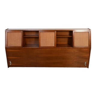 1960s Mid-Century Modern Walnut King Size Headboard For Sale
