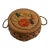 Vintage Chinese Straw Sewing Basket Raffia Flower Accents For Sale
