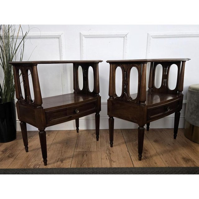 Black Mid-Century Modern Italian Carved Wood Nightstands, 1950s, Set of 2 For Sale - Image 8 of 10