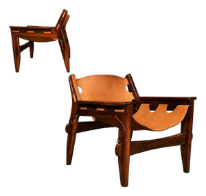 Brazilian Modern “Kilin” Armchairs in Jacarandá Rosewood & Leather by Sergio Rodrigues, 1973