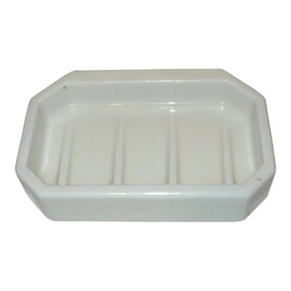 Early 20th Century White Ceramic Soap Dish Shower Tray For Sale