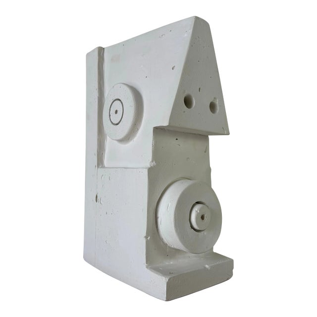 Modernist Geometric Abstract Head Plaster Sculpture For Sale