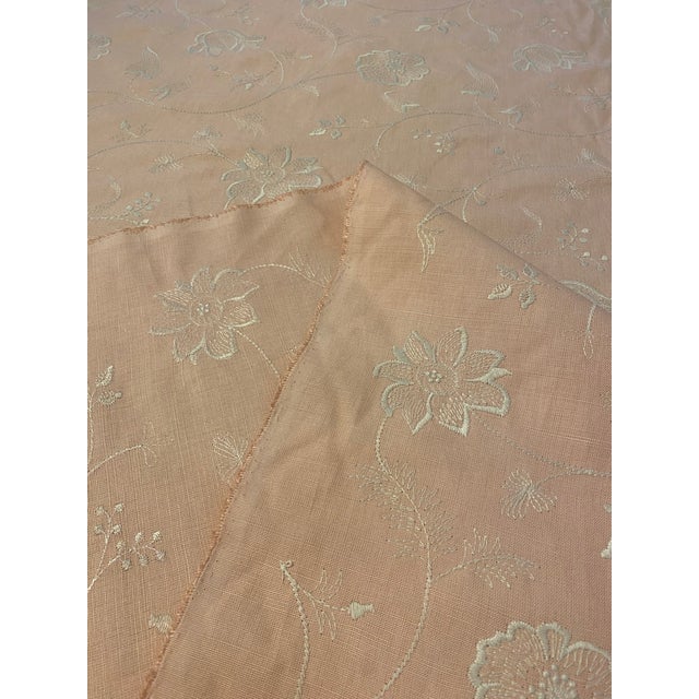 Colefax & Fowler's Pink Embroidered Floral Vine Fabric - 3+ Yard Piece For Sale In West Palm - Image 6 of 6