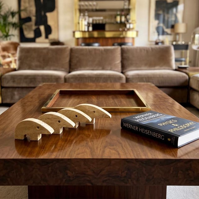 1970s exceptionally rare and highly sought-after set of four modernist travertine anteater sculptures, designed by the...