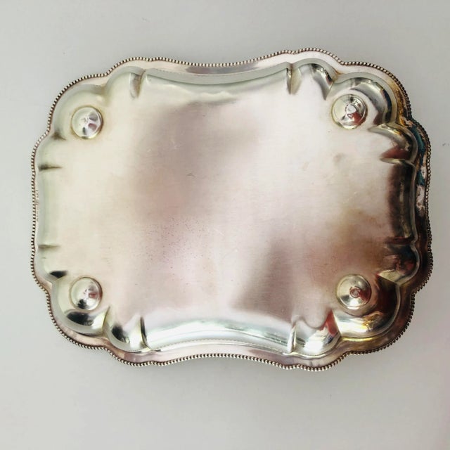 Vintage Silver Plate Divided Beaded Bowl For Sale - Image 4 of 6
