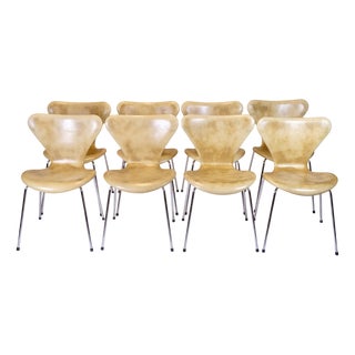 Chairs in Natural Leather from Fritz Hansen, 1955, Set of 8 For Sale