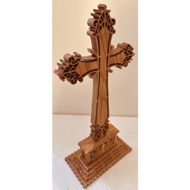 1980s Carved Fretwork Crucifix on Stepped Base For Sale In Miami - Image 6 of 10
