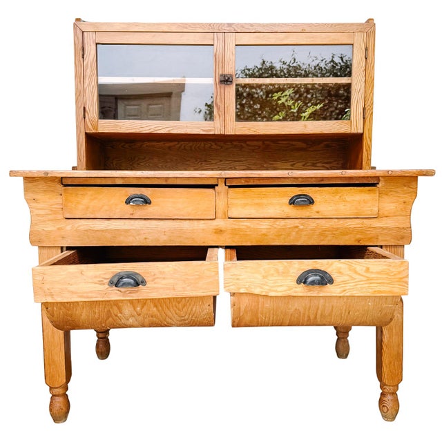 Antique American Primitive Handmade Pine Possum Belly Baker's Cabinet For Sale - Image 4 of 16