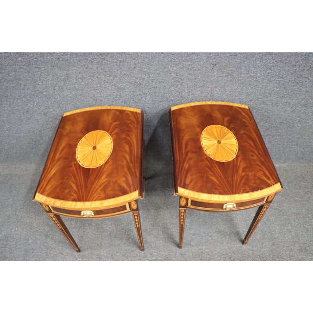 Councill Craftsman Federal Style Inlaid Pembroke Side Tables For Sale In Philadelphia - Image 6 of 12