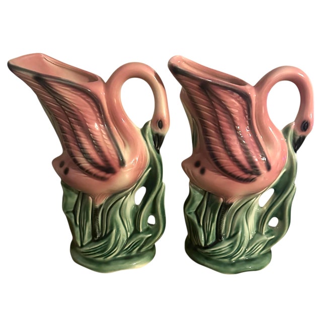 Vintage 1950’s Stanford Ware Pink Flamingo Vases - A Pair For Sale - Image 11 of 11