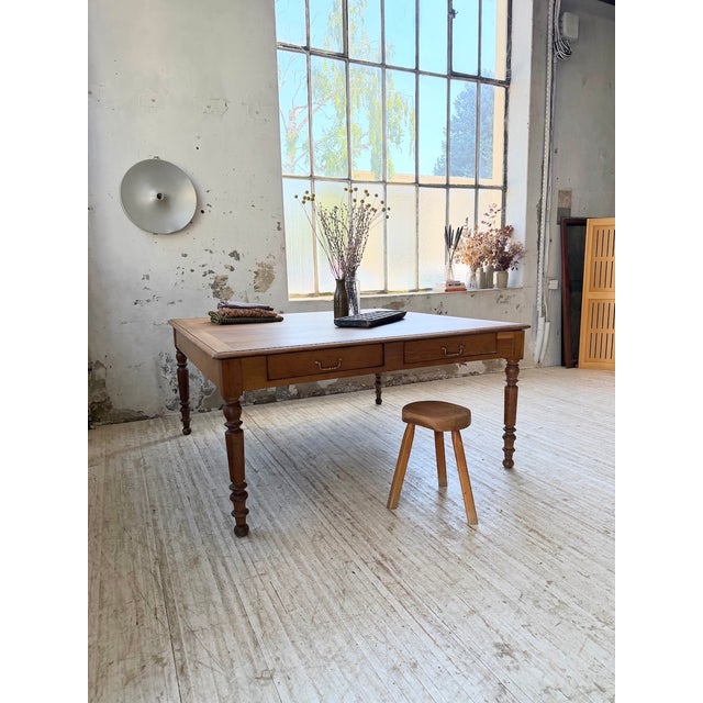 Large Oak Square Conference Table, 1950 For Sale - Image 3 of 18